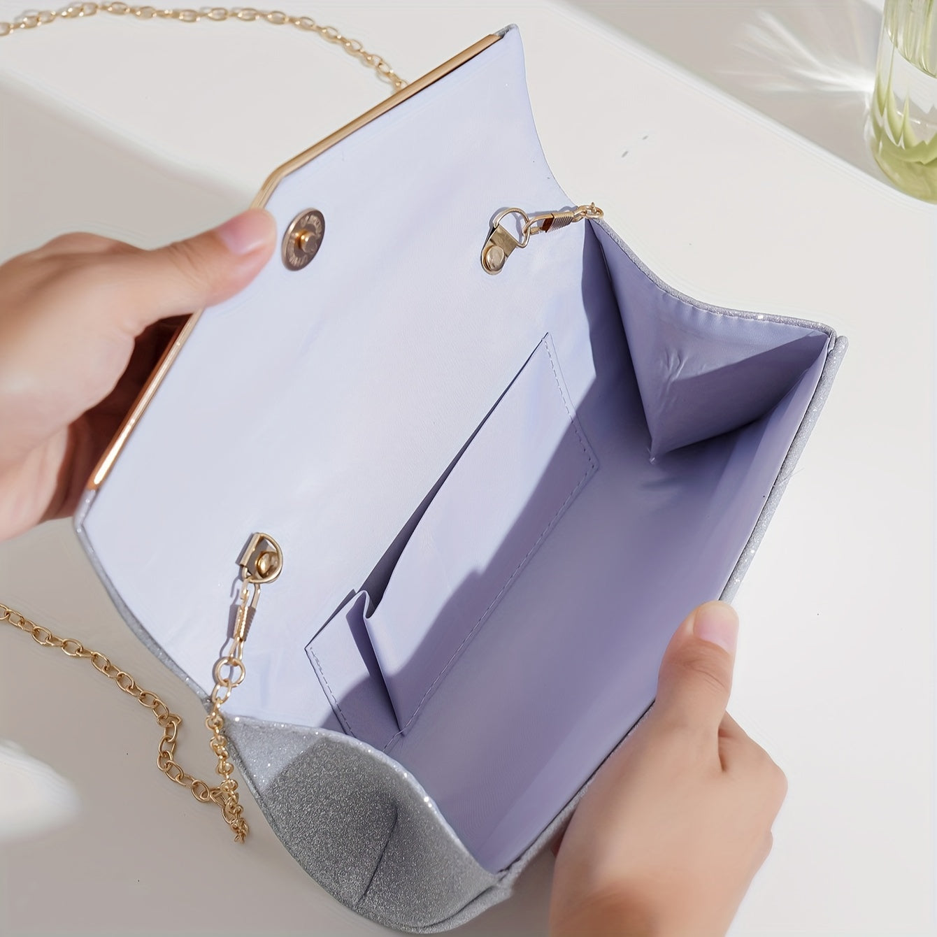 Women's Fashion Clutch With Shoulder Strap And Chain For Evening Party Wallet