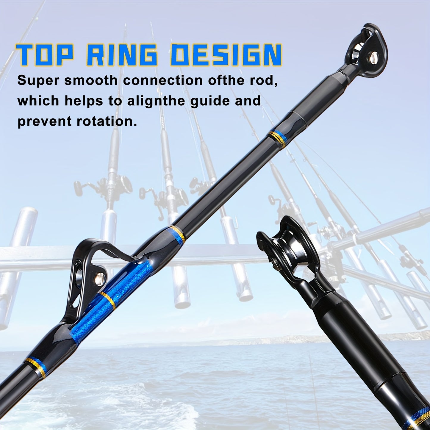 Sougayilang Heavy-Duty Carbon Fiber Boat Fishing Rod - Blue, Ambidextrous Grip for Deep Sea & Trolling, Fish Rod, Boat Rod, Deep Sea, Heavy-duty, Best for Christmas, Perfect for Thanksgiving