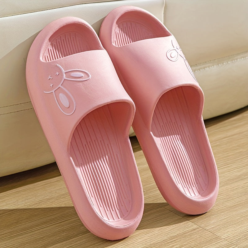 Ultra-Comfy Womens Kawaii Rabbit Pillow Slides - Soft Non-slip EVA Open Toe Slippers for Indoor Home Relaxation - Durable & Quick-dry Bathroom Slippers
