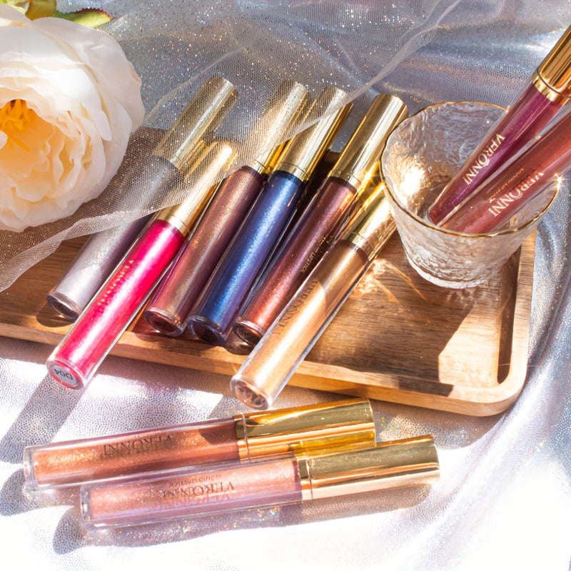 10 Colors Diamond Shiny Lip Gloss, Pearly Glitter Shimmer Finish High Pigmented, Long Lasting Makeup, Smudge Proof Lip Stain Valentine's Day Gifts For Music Festival