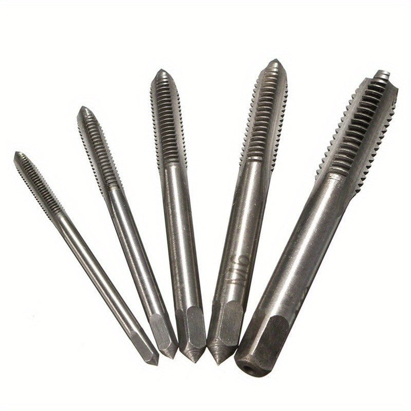 5pcs Stainless Steel Tap and Die Set with Chrome-Plated Wrench - Precision Thread Cutting Tools for Metalworking and Gear Repair, Ideal for Projects, Metalworking Tools|Sleek Metallic Finish|Durable Construction, Metalworking
