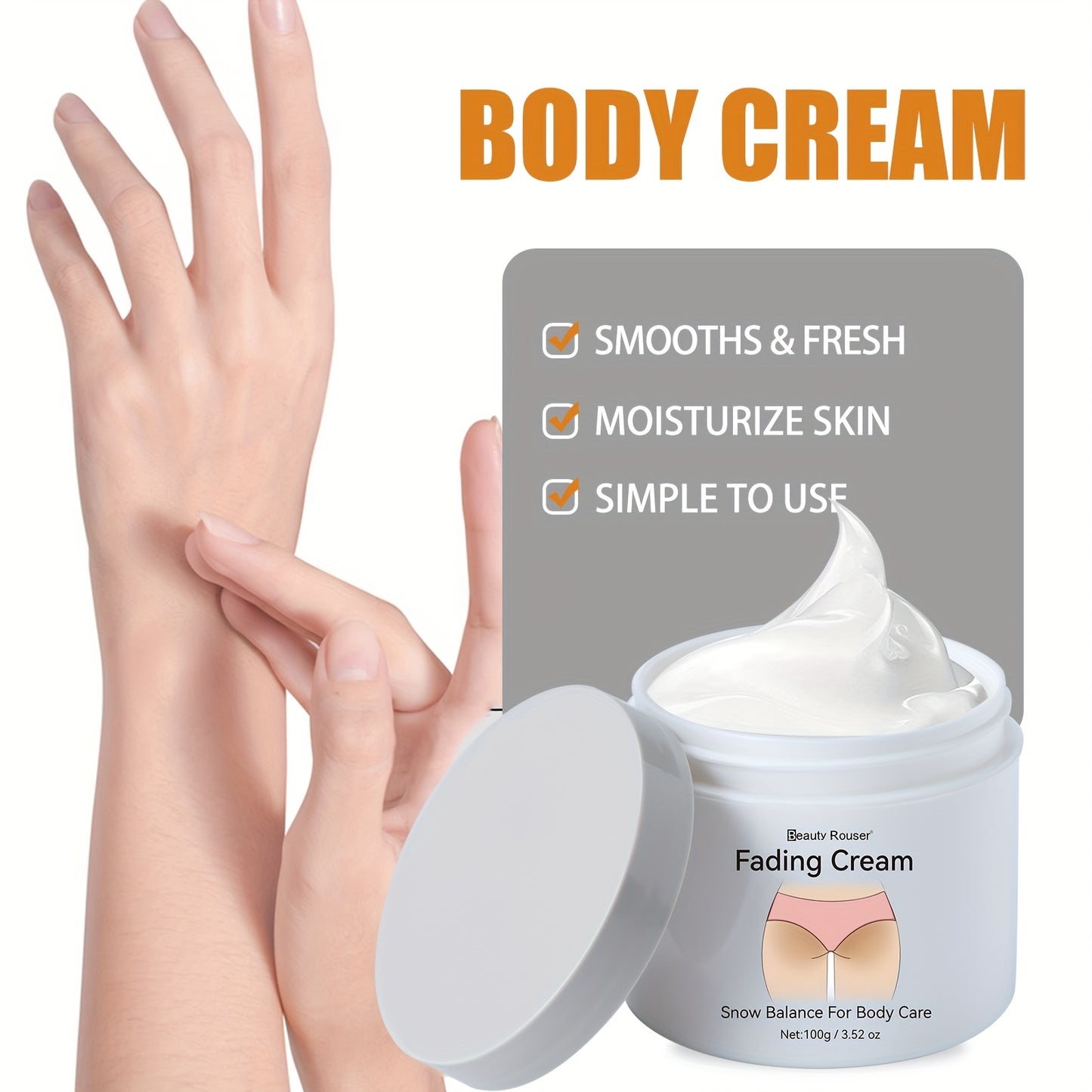 [Moisturizing | Hyaluronic Acid] Moisturizing Body Cream Beauty Rouser 100g/3.52 oz | Unisex-Adult, Hyaluronic Acid, Retinol, Niacinamide, Aloe Vera, Chamomile, Plant-Based Squalane | Alcohol-Free, Scented Summer Formula for