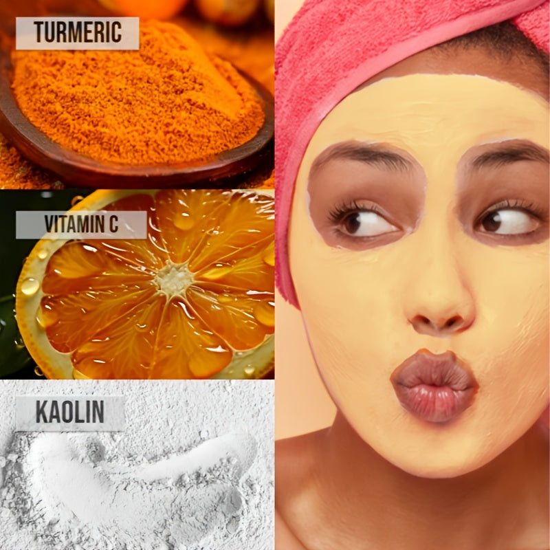 Turmeric Vitamin C Clay Facial Mask 1pcs, Deep Cleansing Light Beige Care Mask For Autumn & Winter, Rich In Kaolin & Aloe For Moisturizing, Brighten Light Beige, Christmas & Halloween Gifts, Korean Anti-aging Skincare Product