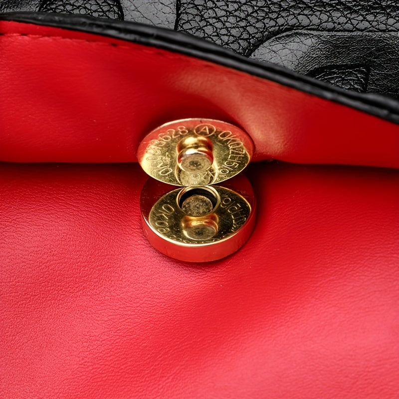 Stylish Faux Leather Crossbody Bag - Magnetic Closure, Color Contrast Design, Polyester Lining, Solid Color Pattern, Perfect for Occasional Use - Womens Fashion Handbag with Zipper Purse