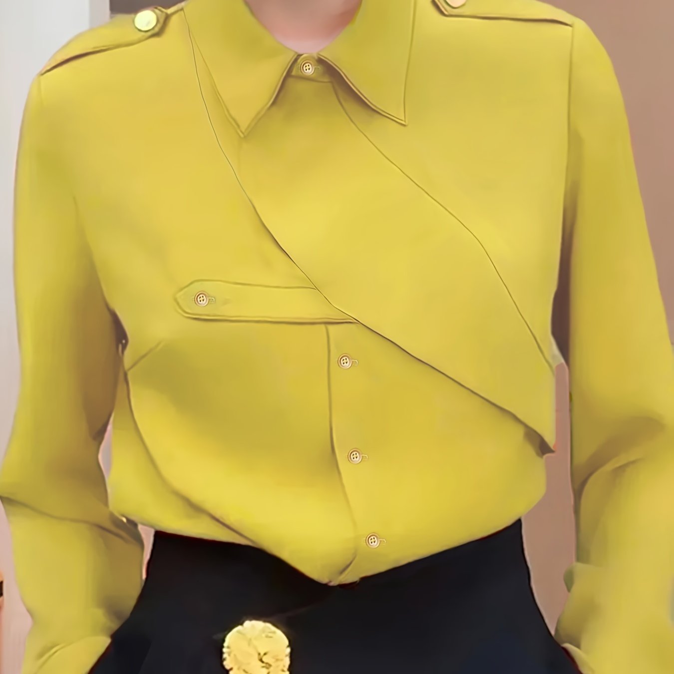 Chic Solid Color Lapel Blouse with Button Front - Versatile Long Sleeve Design for Spring & Fall - Premium Womens Fashion Wardrobe Staple