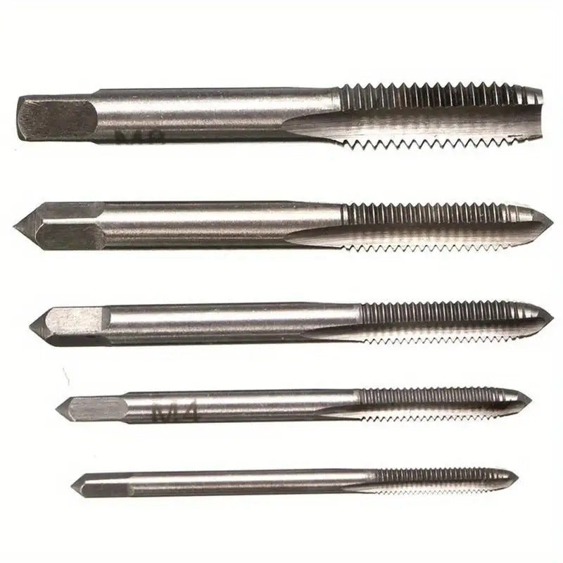 5pcs Stainless Steel Tap and Die Set with Chrome-Plated Wrench - Precision Thread Cutting Tools for Metalworking and Gear Repair, Ideal for Projects, Metalworking Tools|Sleek Metallic Finish|Durable Construction, Metalworking
