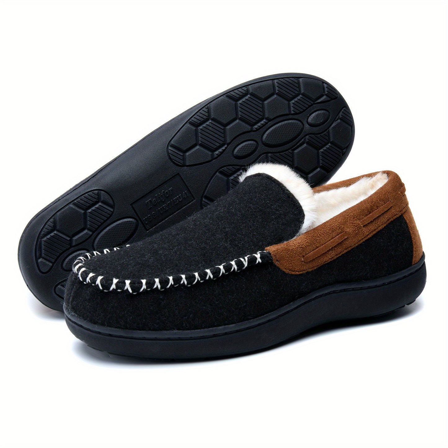 Moc Toe Home Slippers Soft Plush Cozy House Slippers Anti-skid Slip-on Shoes Indoor For Men Winter Shoes