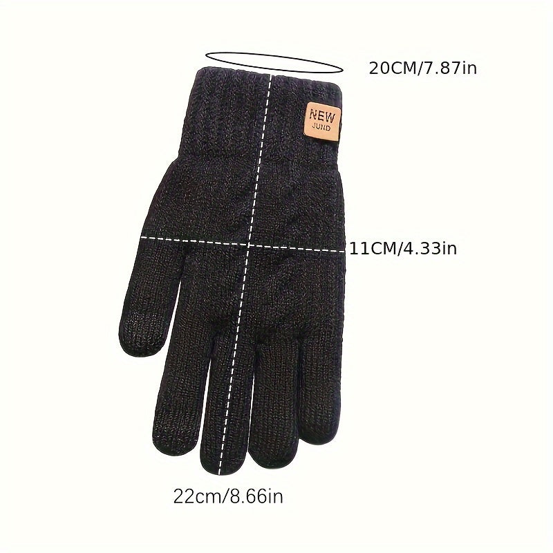 Thickened Double-layer Knitted Gloves Wholesale Plus Velvet Coldproof Warm Gloves Solid Color Touch Screen Gloves Short Elastic Gloves For Winter