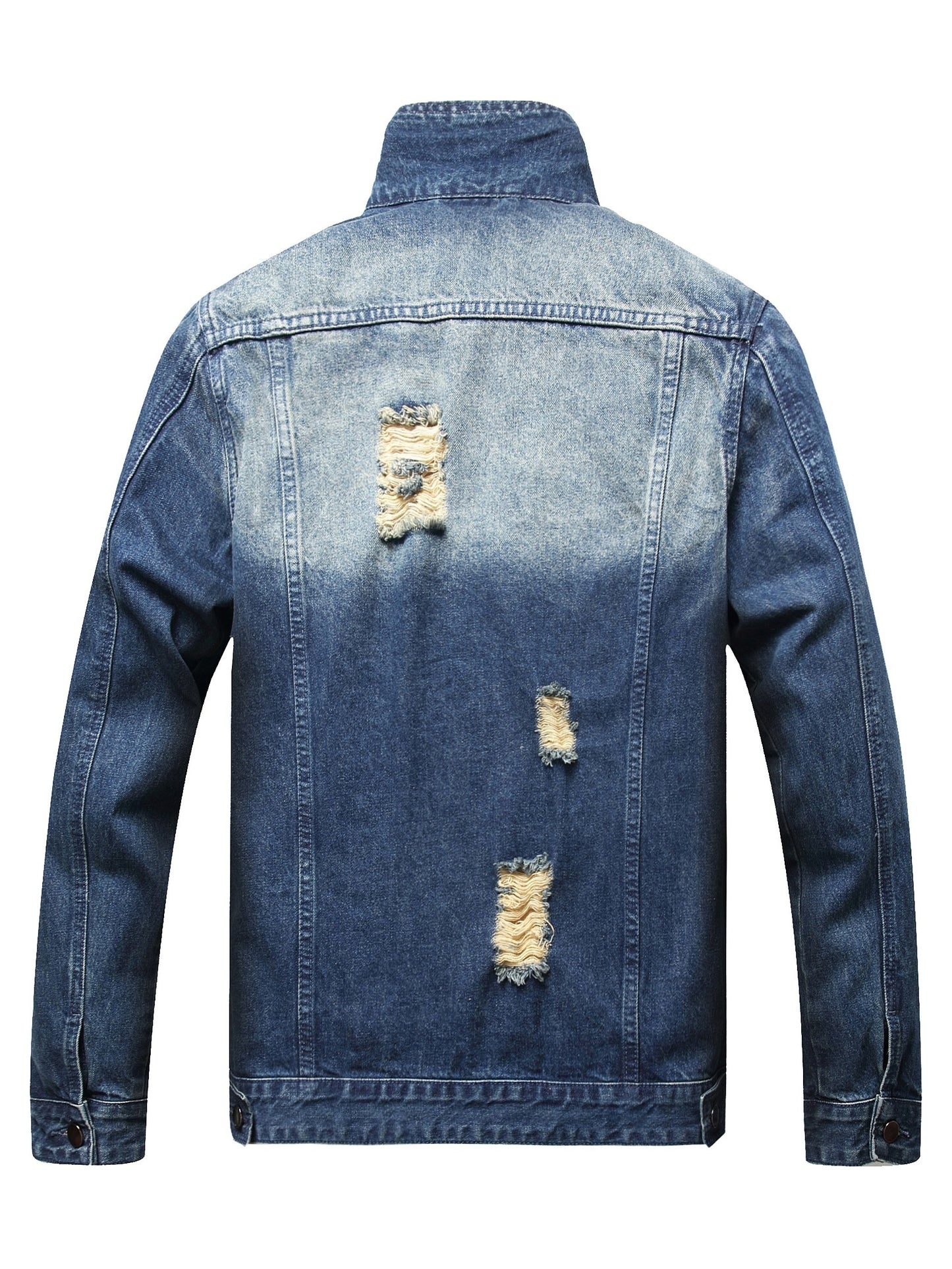 Jean Jacket for Men, Fashion Mens Denim Jacket Washed Classic Casual Distressed Ripped Slim Fit Trucker Jacket