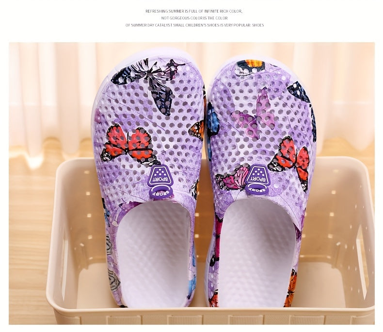 Women's Fashion Butterfly Pattern Hole Slippers, Summer Non-slip Beach Slippers for Koningsdag/King's Day