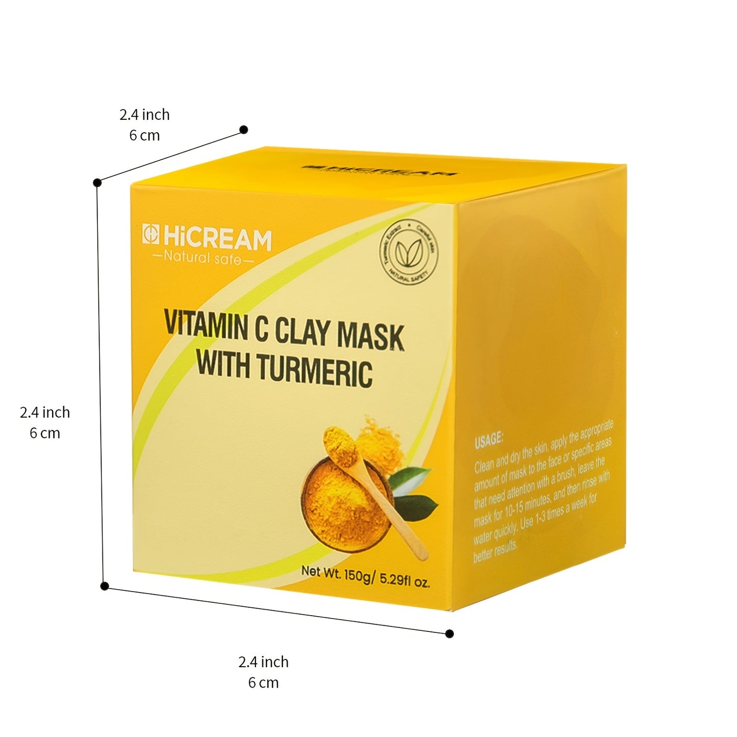 Turmeric Vitamin C Clay Facial Mask 1pcs, Deep Cleansing Light Beige Care Mask For Autumn & Winter, Rich In Kaolin & Aloe For Moisturizing, Brighten Light Beige, Christmas & Halloween Gifts, Korean Anti-aging Skincare Product