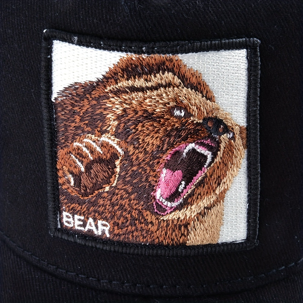 Trendy Bear Embroidered Baseball Cap - Fashionable Sunshade Hip-hop Cap for Men and Women - Breathable, Summer, Truck Driver, Duck Tongue Design, Unisex, Adjustable