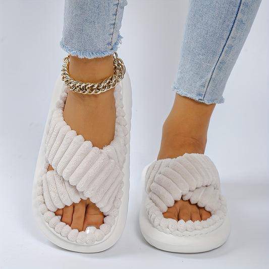 Women'S Fashion Comfort Slippers, Solid Color, Slip-on, Fabric Upper/Inner, EVA Sole, All-season House Shoes