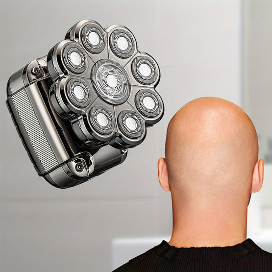 5-in-1 Electric Razor For Men: Detachable Head Shavers With LCD Display, Waterproof Bald Shaver, Magnetic Suction, Hair Clippers, Nose Trimmer, Brush, & Massager!