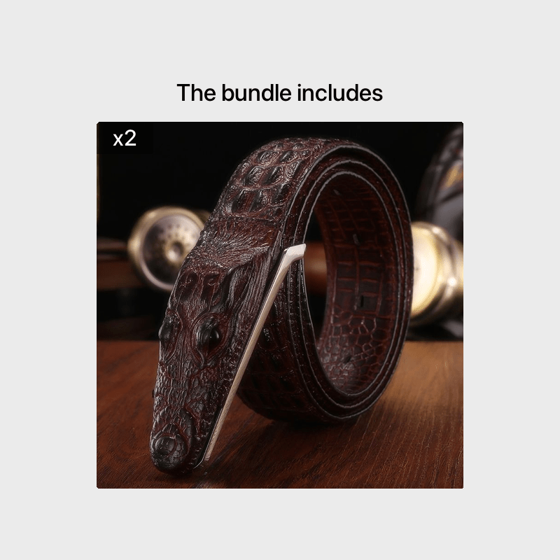 Men'S Black Crocodile Pattern Belt with Smooth Alloy Buckle - Casual Style, Genuine Leather, Perfect for Casual Attire