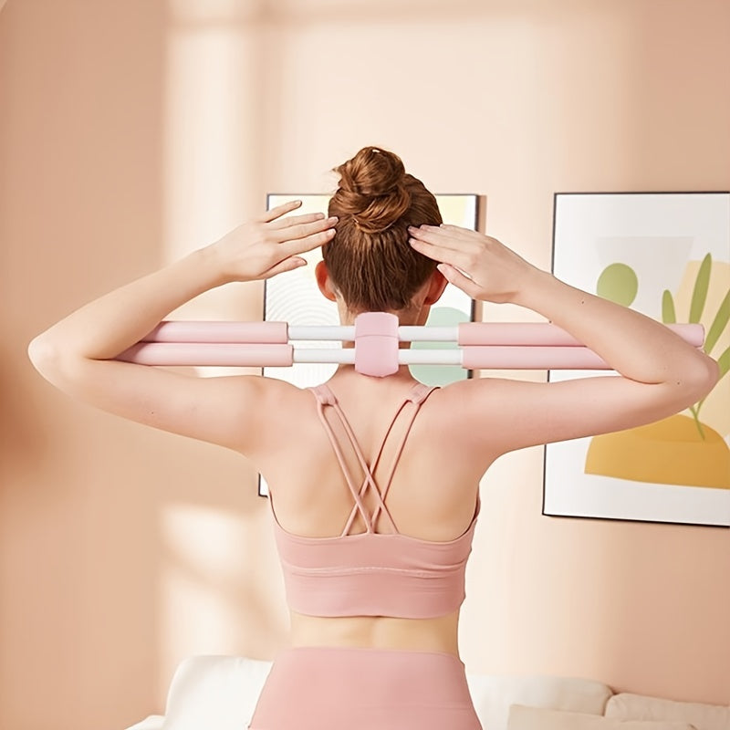 Adjustable Yoga Sticks for & Humpback Syndrome - Portable Stretching Pole with Extendable Length (Pink/Green/Blue) - Ideal for Scoliosis Treatment, Spinal & /Travel