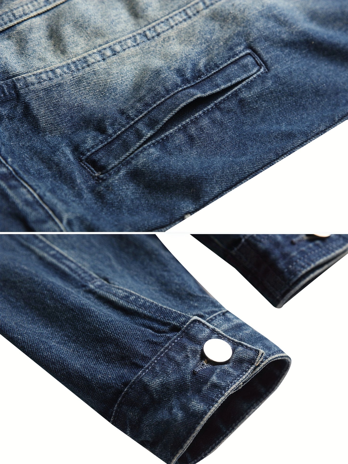 Jean Jacket for Men, Fashion Mens Denim Jacket Washed Classic Casual Distressed Ripped Slim Fit Trucker Jacket