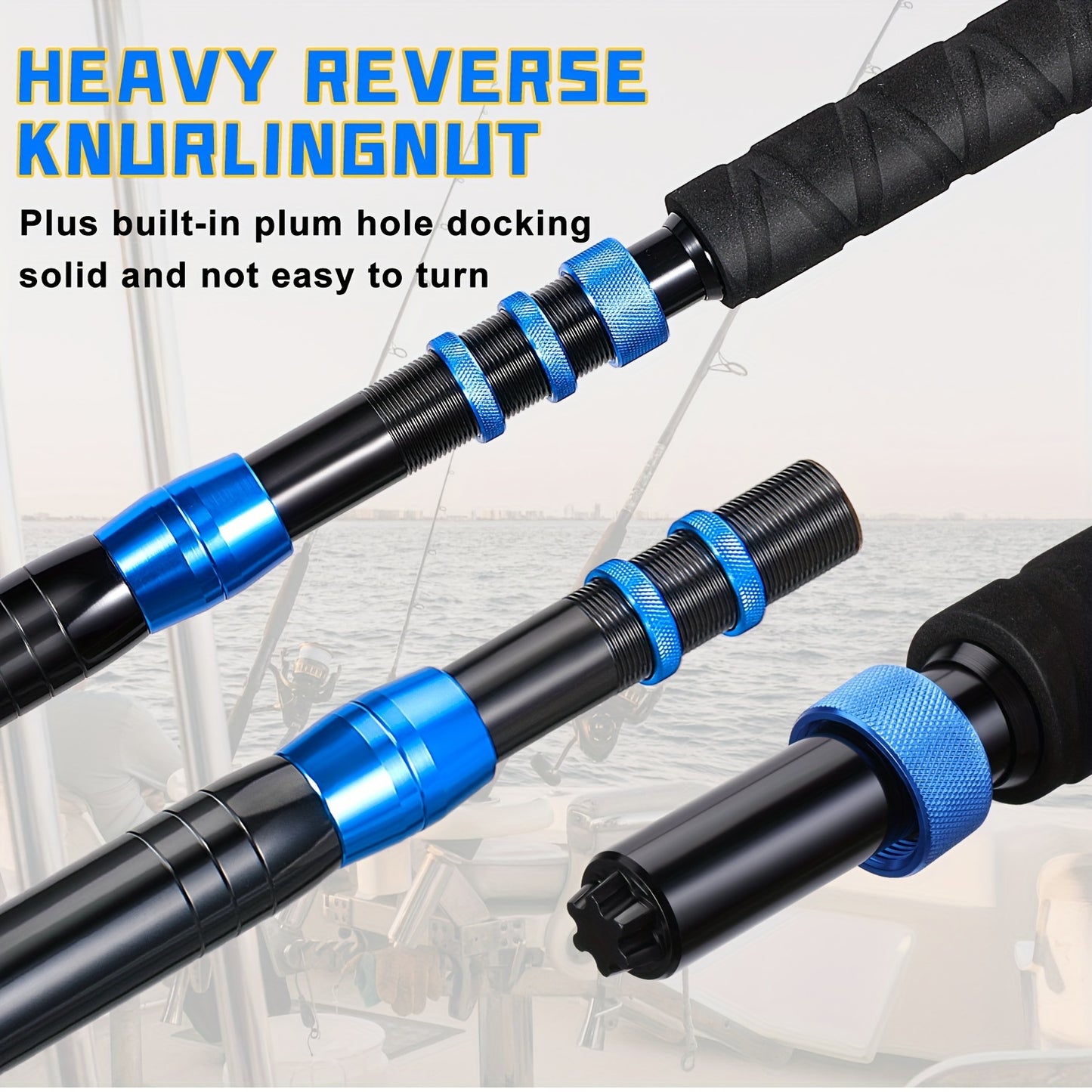 Sougayilang Heavy-Duty Carbon Fiber Boat Fishing Rod - Blue, Ambidextrous Grip for Deep Sea & Trolling, Fish Rod, Boat Rod, Deep Sea, Heavy-duty, Best for Christmas, Perfect for Thanksgiving