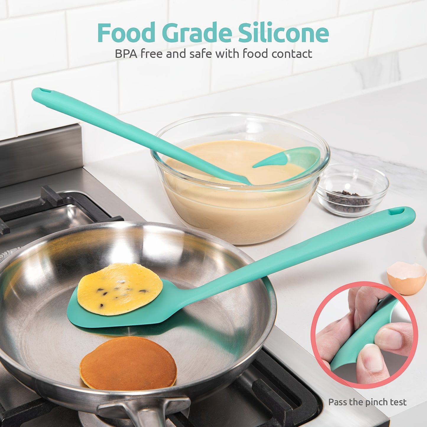 5pcs/set Cookware Set, 13.6in Silicone High Heat Resistant Kitchen Utensil, Cooking Tools Gadgets Set, BPA Free Non Stick Solid And Slotted Turner Spatula, Mixing Spoon, And Soup Ladle, For Home Kitchen And Restaurant, Kitche