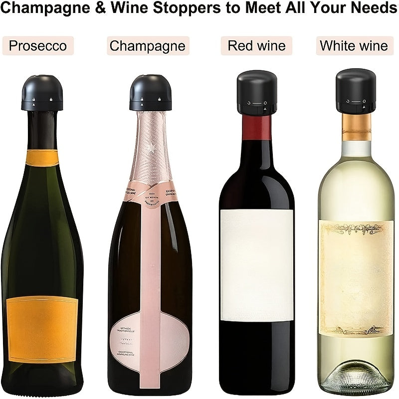 10x Leak-Proof Vacuum Wine Stoppers - Reusable Champagne Bottle Sealer Caps with Secure Lid, Durable Plastic for Wine & Champagne Preservation, Ideal for Home Bar, Kitchen, and Restaurant Use, Wine Bottle Sealer, Kitchen Esse