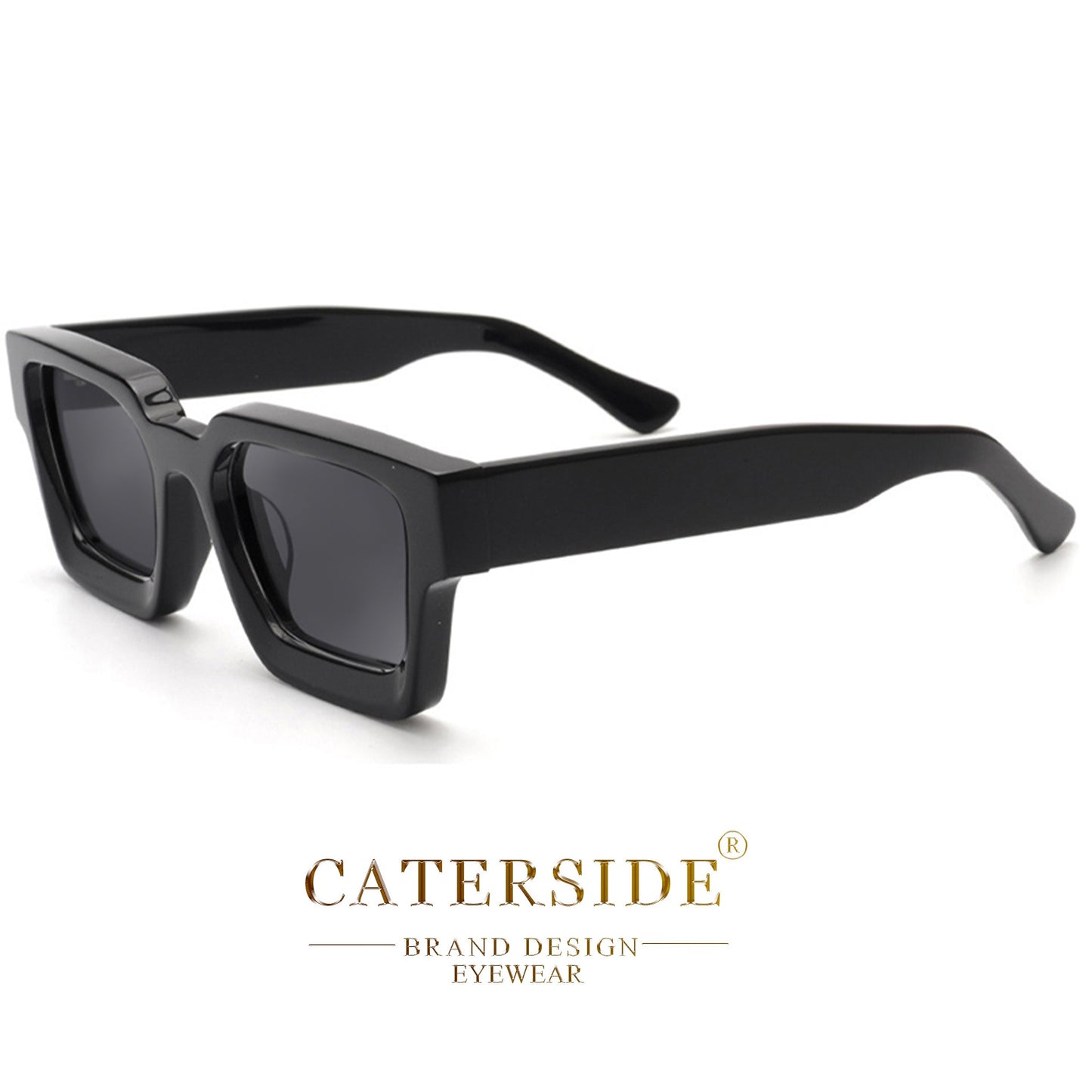 100% Acetate Square Men Fashion Glasses Classic Retro Polarized Driving Fishing Travel Beach Fashion Glasses for Male Female TAC Thick Crystal Eyeglasses Shade,Ideal Choice for Gifts with Business Full Package Set Case RC005