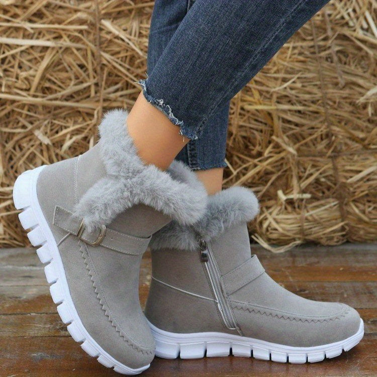 Cozy Velvet-Lined Snow Boots for Women: Easy Slip-On, Non-Slip, Warm & Stylish, with Side Zipper – Perfect for Winter