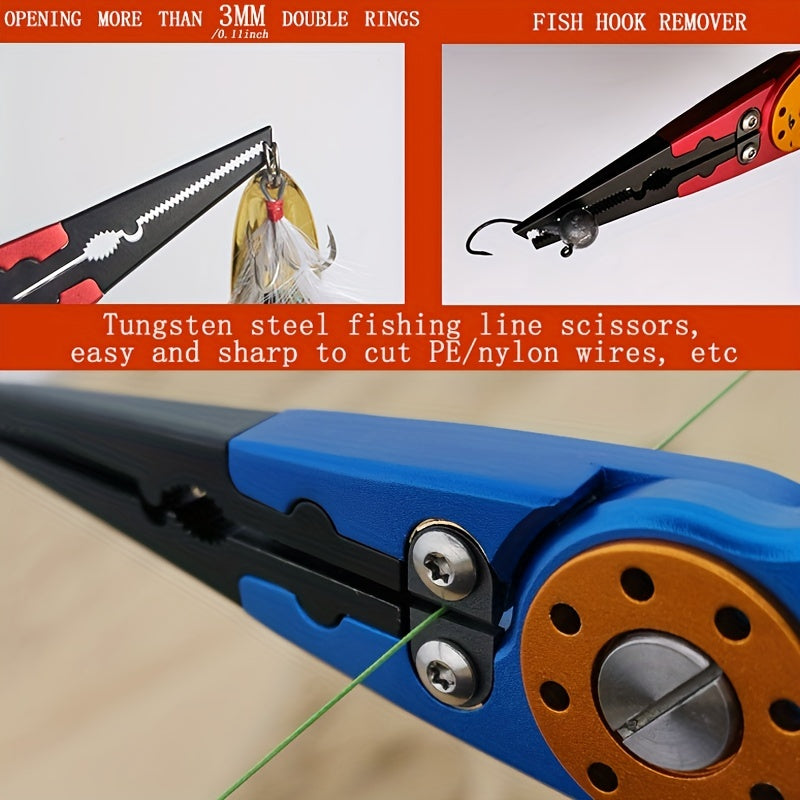 1pc Premium Aluminum Alloy Multifunctional Fishing Pliers with Scissors - Ultimate Outdoor Fishing Companion for Efficient Fish Control, Cutting Fishing Line, and Crimping Hooks - Durable, Corrosion-Resistant, and Ergonomic D