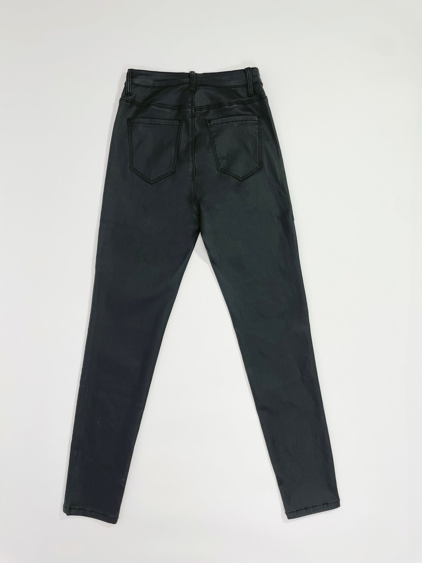 Women's PU Leather Coated Slim Fit Trousers, Sexy Skinny Denim Pants, All-Season Stretchy Jeans, Casual To Dressy Look, Spring/Summer/Autumn/Winter, Black Color