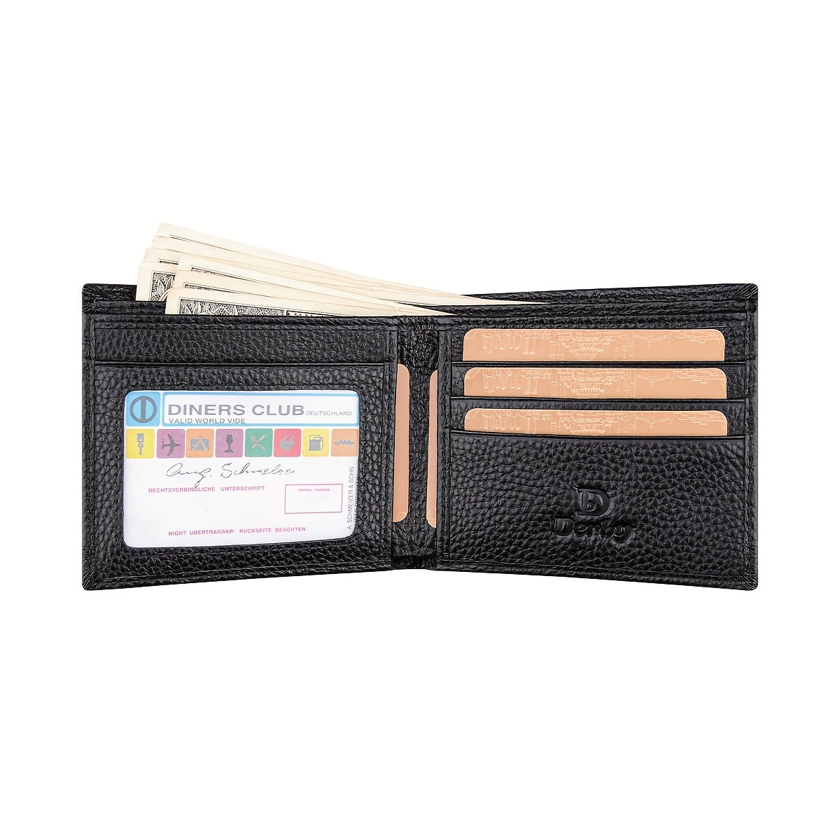 [Everyday Comfort] Baweisibinli Slim Black Leather Wallet for Men - Fashion Business Design with Multi-Card Slots & ID Window, Embossed Letter Pattern, Ideal Gift for Valentine's Day