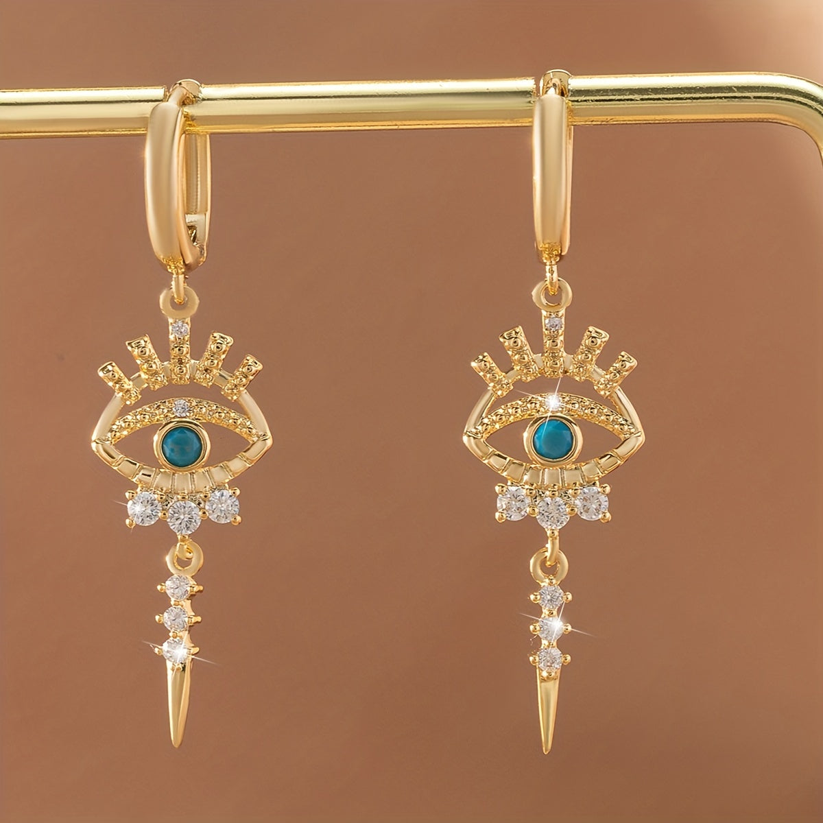 A Pair of Zirconium-encrusted Evil Eye Pendants