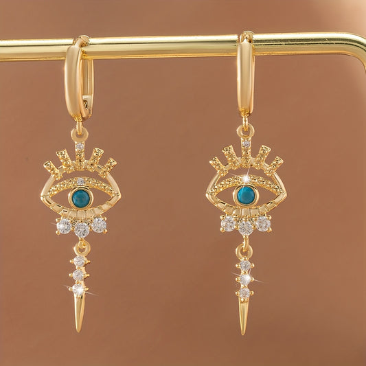 A Pair of Zirconium-encrusted Evil Eye Pendants