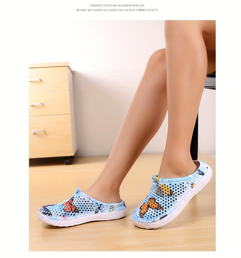 Women's Fashion Butterfly Pattern Hole Slippers, Summer Non-slip Beach Slippers for Koningsdag/King's Day