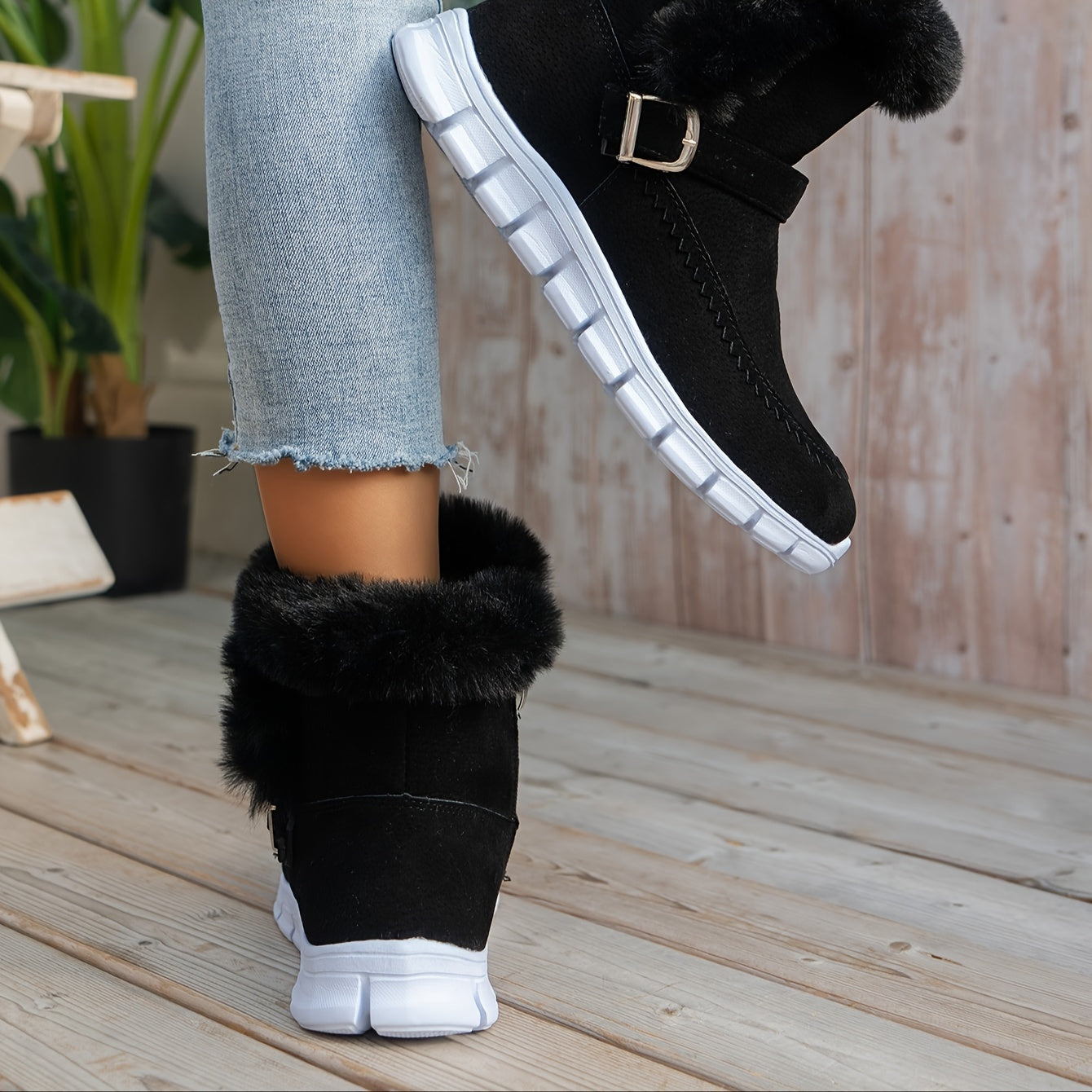 Cozy Velvet-Lined Snow Boots for Women: Easy Slip-On, Non-Slip, Warm & Stylish, with Side Zipper – Perfect for Winter