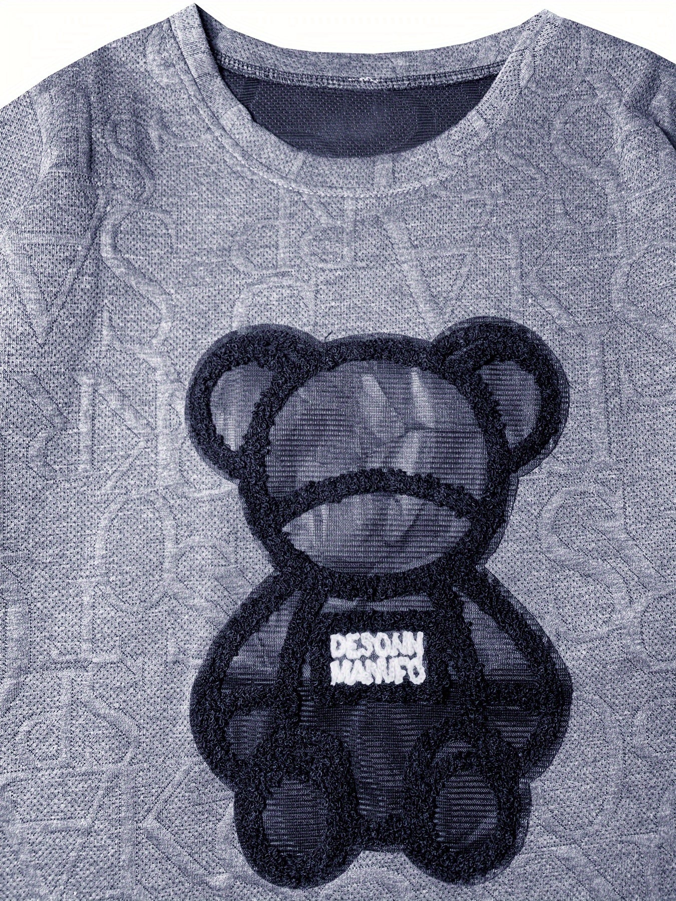 Playful Bear-Patched Tee for All Seasons - Comfy, Casual, Breathable & Easy-Care, Perfect for Year-Round Chic