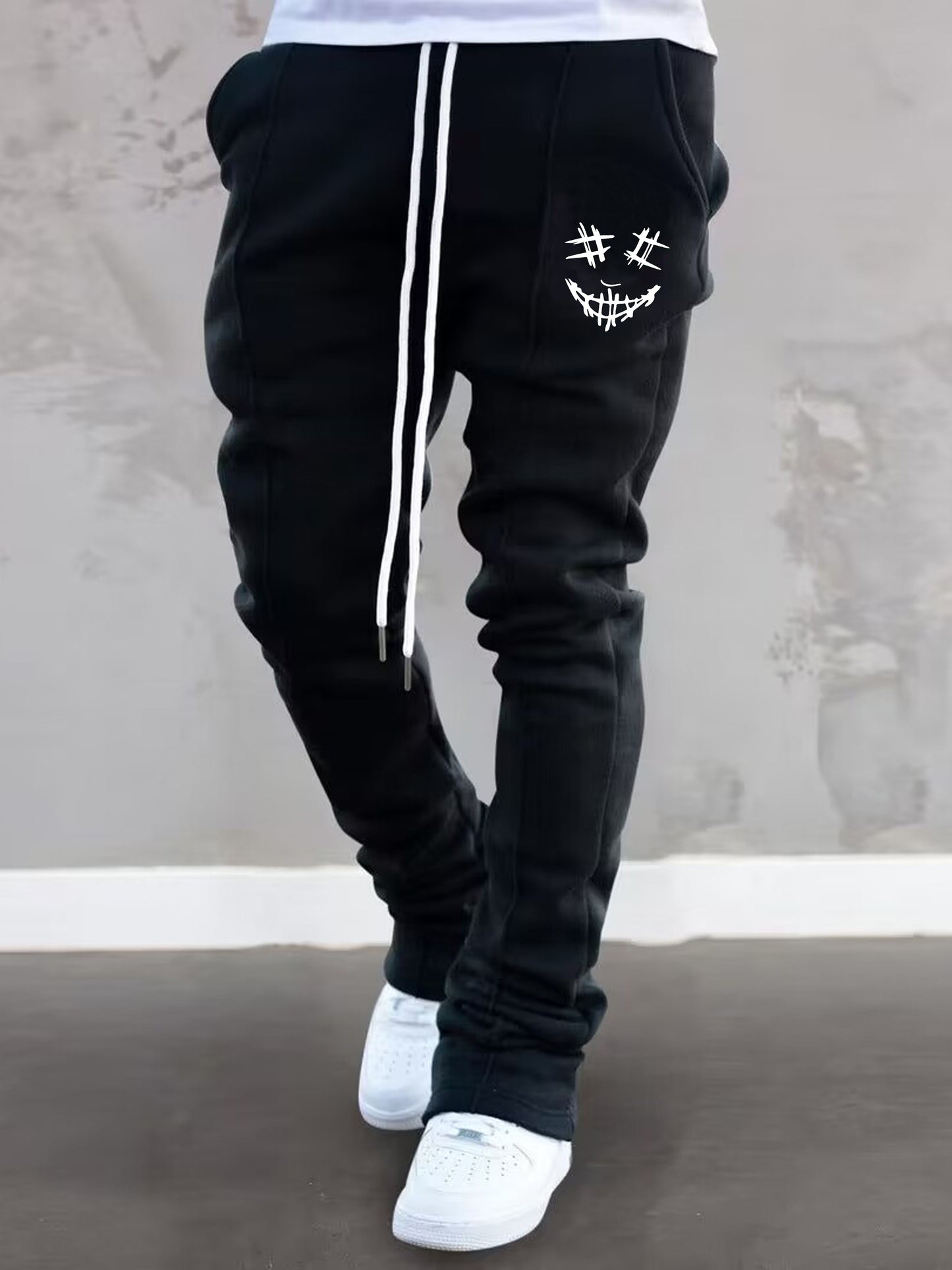 Joyful Face Series Men's Casual Long Pants, Thin and Breathable Men's Trousers, Streetwear Brand Pants, Hip-Hop Pants
