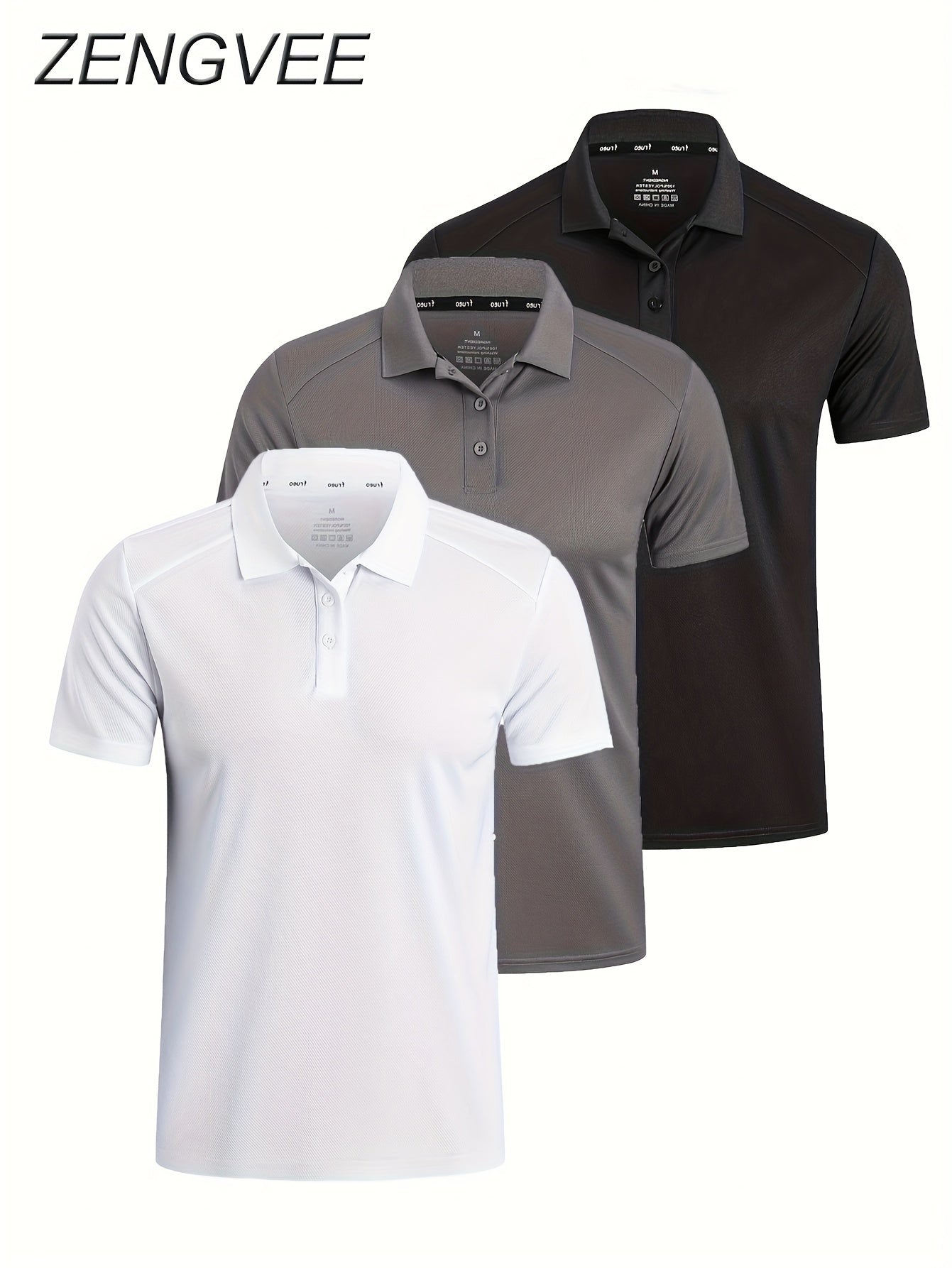 3 Pack Men'S Golf Polo Shirts Casual Short Sleeve Quick-Dry Athletic Solid Color Golf T-Shirt Moisture Wicking Shirts Tees Tops for Men