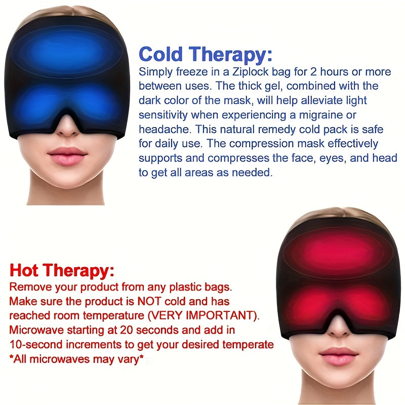 Headache Relief Cap, Migraine Ice Pack Mask Products, Women Cooling Gel Hat, Face Cold Compress Head Wrap for Her Stress. Great Birthday Gift for Mom, Sister, Grandma, Girlfriend, & Teacher