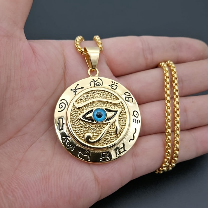 1pc Ancient Egyptian The Eye of Horus Pendant Necklace Hip Hop Men's Accessory The Eye Of Horus Eagle Head God Eye Necklace