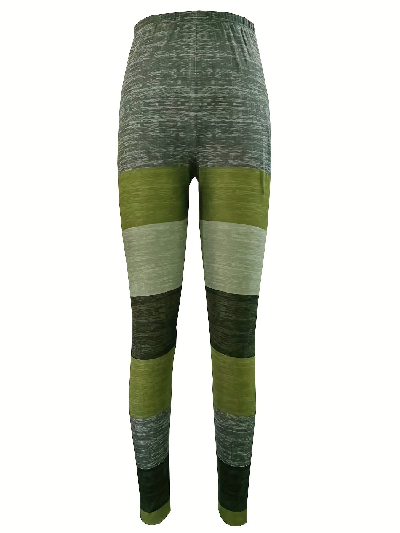 Chic Striped Color Block Skinny Leggings - Comfy, All-Season Stretch, Durable & Easy-Care Women's Fashion