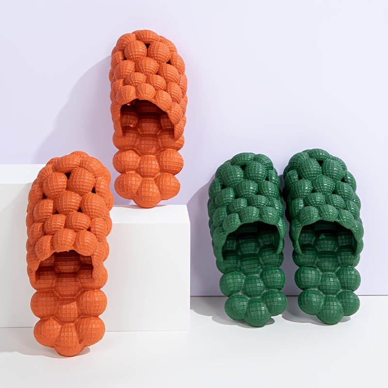 Ultra-Lightweight Bubble Slides - Closed-Toe, Anti-Skid, Massage, Lychee Patterned, EVA Insole, Slip-On, Indoor & Outdoor Beach Slippers for Women - Perfect for Relaxation and Leisure Activities