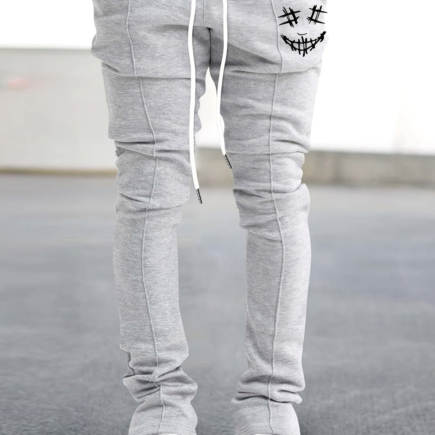 Joyful Face Series Men's Casual Long Pants, Thin and Breathable Men's Trousers, Streetwear Brand Pants, Hip-Hop Pants