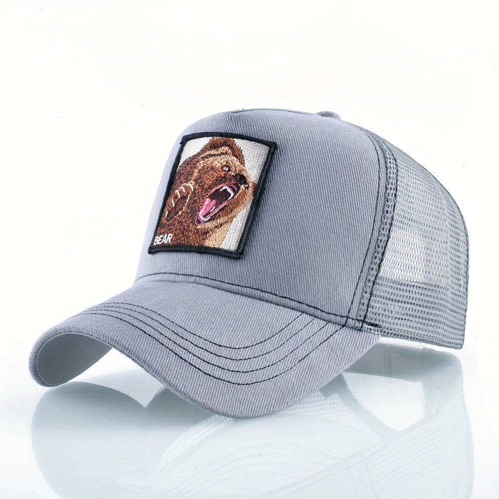 Trendy Bear Embroidered Baseball Cap - Fashionable Sunshade Hip-hop Cap for Men and Women - Breathable, Summer, Truck Driver, Duck Tongue Design, Unisex, Adjustable