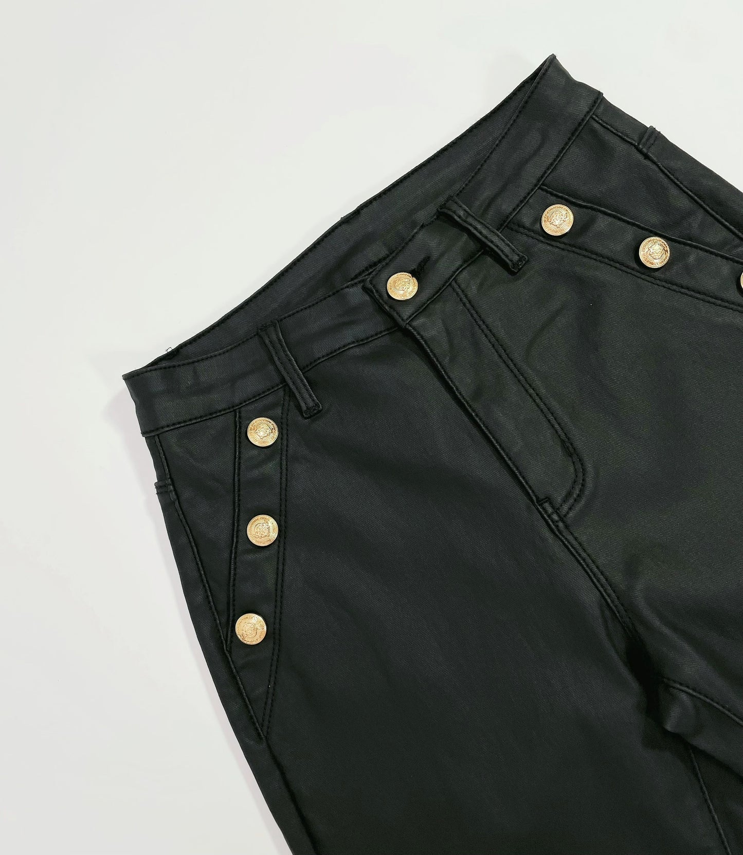 Women's PU Leather Coated Slim Fit Trousers, Sexy Skinny Denim Pants, All-Season Stretchy Jeans, Casual To Dressy Look, Spring/Summer/Autumn/Winter, Black Color