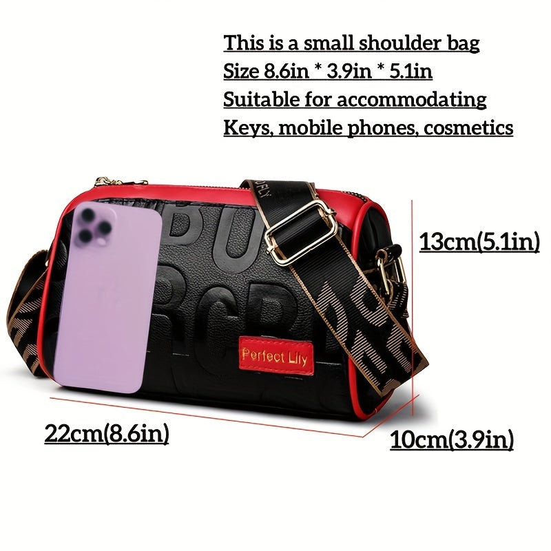 Stylish Faux Leather Crossbody Bag - Magnetic Closure, Color Contrast Design, Polyester Lining, Solid Color Pattern, Perfect for Occasional Use - Womens Fashion Handbag with Zipper Purse