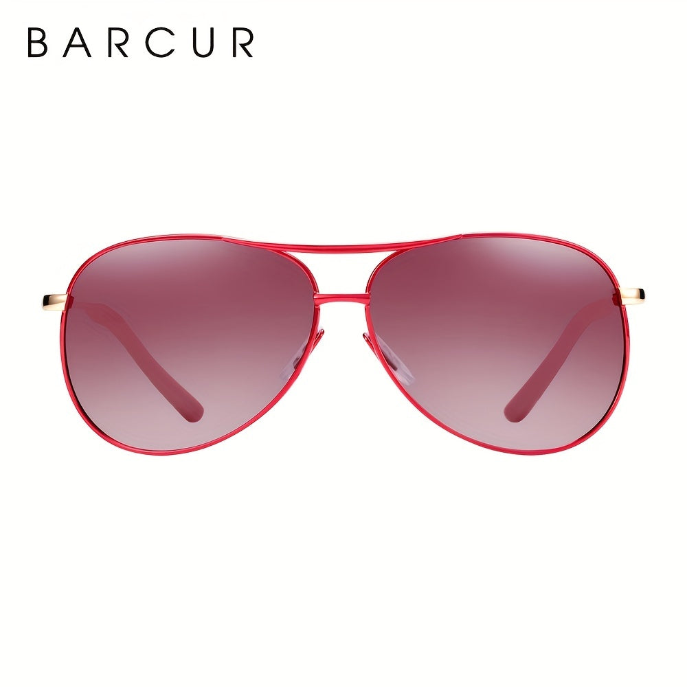 BARCUR Polarized Women Men Gradient Metal Pilot UV400 Female Gafas Oculos De Sol Masculino (With Case) with gifts box Mother's Day/give gifts