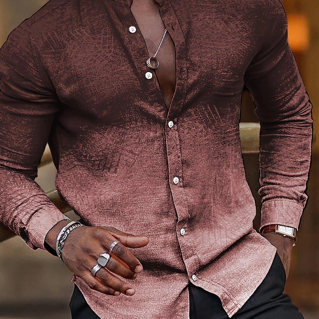 Mens Stylish Turn-Down Collar Long Sleeve Shirt - Fashionable Closure Design for Daily, Vacation, and Streetwear Outfits