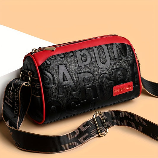 Stylish Faux Leather Crossbody Bag - Magnetic Closure, Color Contrast Design, Polyester Lining, Solid Color Pattern, Perfect for Occasional Use - Womens Fashion Handbag with Zipper Purse