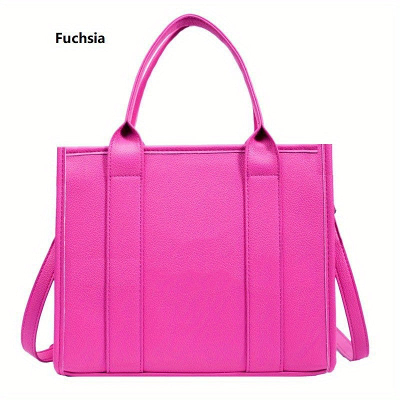 Chic Everyday Womens Tote - Durable PU Leather, Spacious Satchel with Top Handle - Ideal for Work & Casual Outings