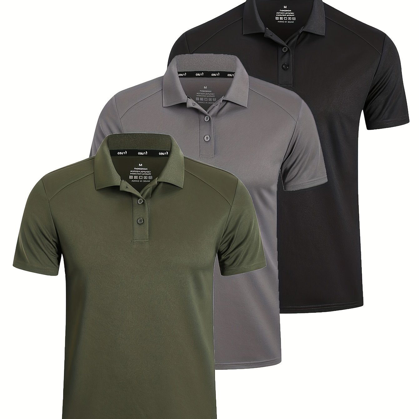 3 Pack Men'S Golf Polo Shirts Casual Short Sleeve Quick-Dry Athletic Solid Color Golf T-Shirt Moisture Wicking Shirts Tees Tops for Men