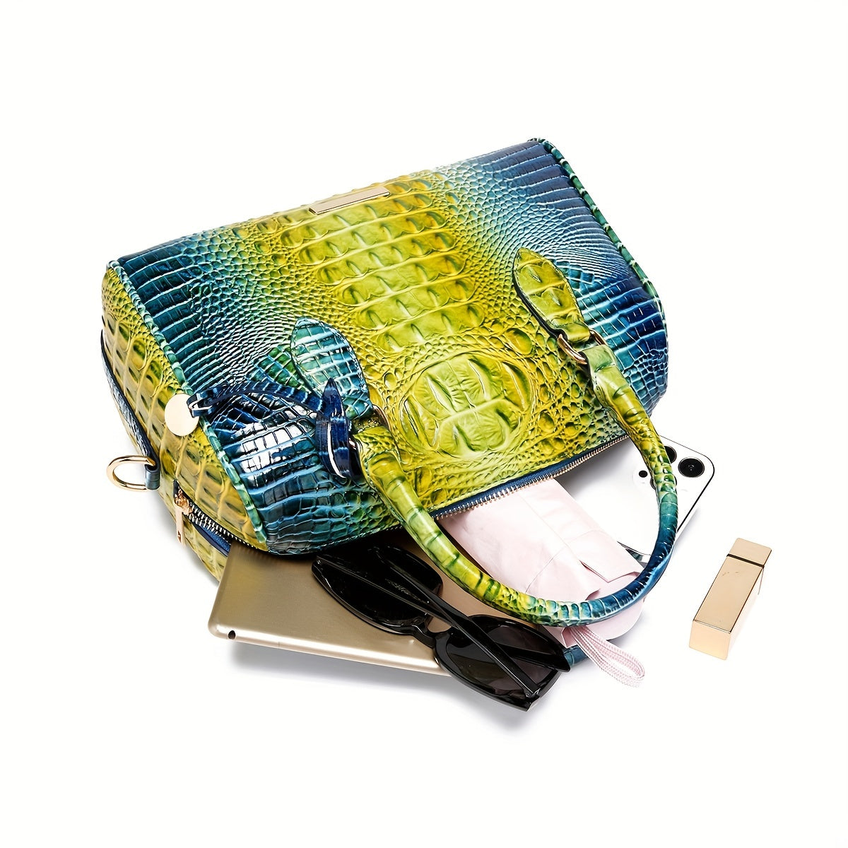 Crocodile Pattern Luxury Crossbody Bag, Top Handle Bag Purse, Classic Fashion Versatile Shoulder Bag